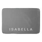 Moderne minimale grijze gepersonaliseerde naam badmat (Voorkant)