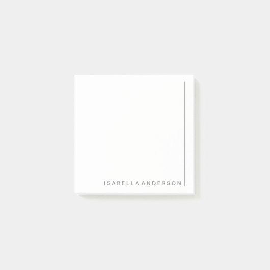 Moderne minimale grijze gepersonaliseerde naam post-it® notes (Voorkant)