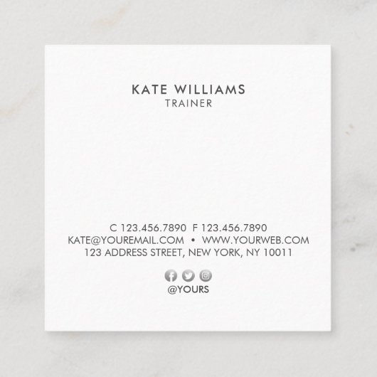 Moderne, minimale grijze, zwarte gradiënt Gold Lux Vierkante Visitekaartje (Achterkant)