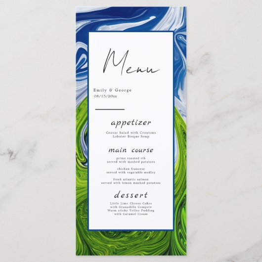 Moderne minimale groene blauwe Natuur Abstract huw Menu (Voorkant)