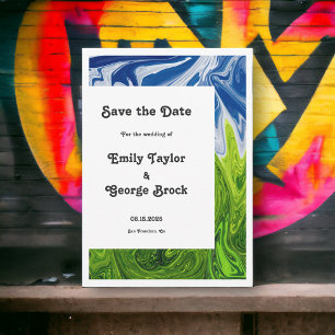 Moderne minimale groene blauwe Natuur Abstract huw Save The Date