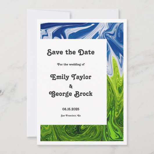 Moderne minimale groene blauwe Natuur Abstract huw Save The Date (Voorkant)