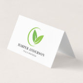 Moderne minimale groene eco-professional visitekaartjes (Voorkant)