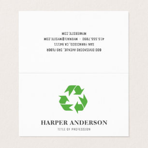 Moderne, minimale groene eco-recycling visitekaartjes