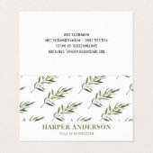 Moderne minimale groene olijfboomstructuur Profess Visitekaartjes (Buitenkant ongevouwen)