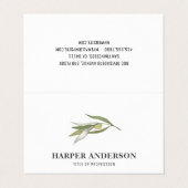 Moderne minimale groene olijfboomstructuur Profess Visitekaartjes (Buitenkant ongevouwen)