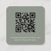 Moderne Minimale Groene Sage RSVP QR Code Kaart (Achterkant)