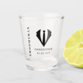 Moderne minimale Groomsman Naam Bruiloft Feest Gif Shot Glas (Voorkant)