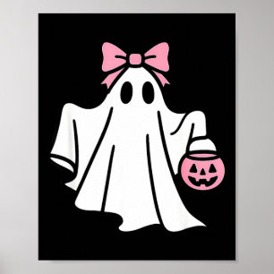 Moderne minimale halloween geest met jack o lantaa poster