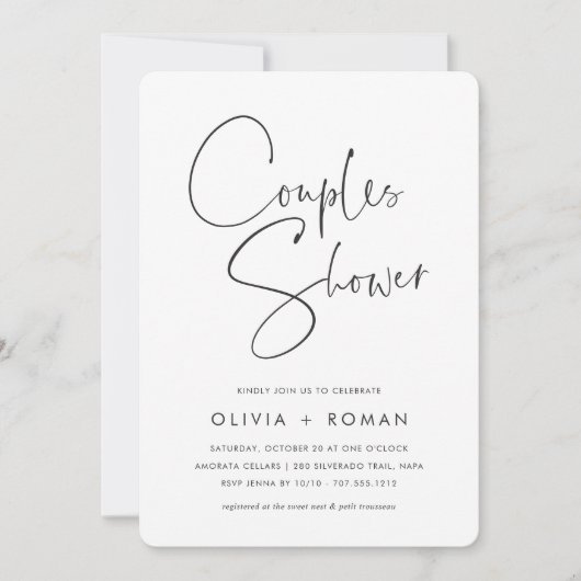 Moderne Minimale handgeschreven Script Couples Sho Kaart (Voorkant)