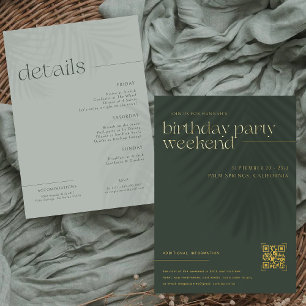 Moderne minimale handpalmen   Verjaardag Weekend Folie Uitnodiging