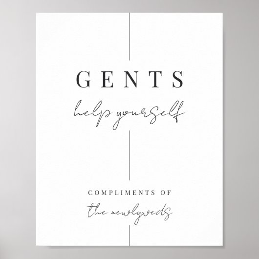 Moderne minimale heren bruiloft badkamer mand teke poster (Voorkant)