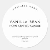 Moderne, minimale Homemade Candle Label Sticker (Voorkant)
