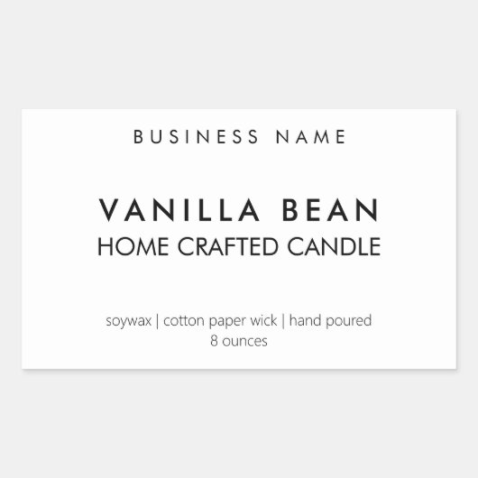 Moderne, minimale Homemade Candle Label Sticker (Voorkant)