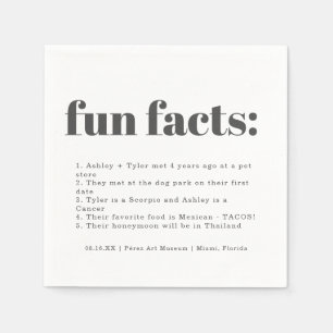 Moderne minimale houtskool   Fun Facts Wedding Servet