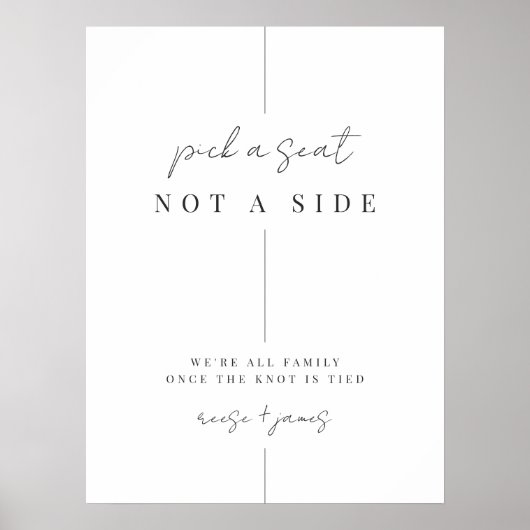 Moderne minimale huwelijksceremonie zitteken poster (Voorkant)