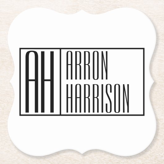 Moderne minimale Initialen en Logo naam Kartonnen Onderzetters (Voorkant)