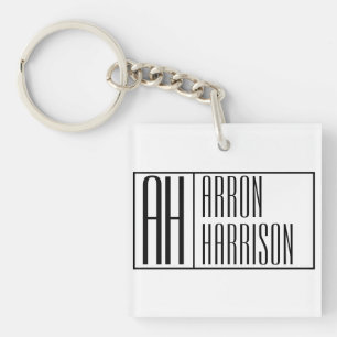 Moderne minimale Initialen en Logo naam Sleutelhanger