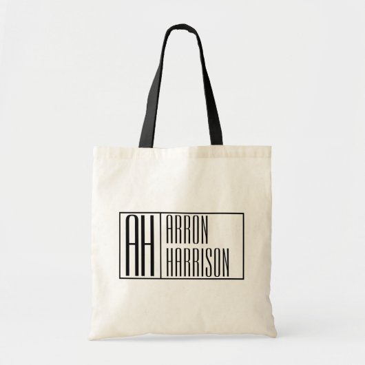 Moderne minimale Initialen en Logo naam Tote Bag (Voorkant)