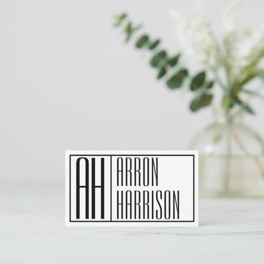 Moderne minimale Initialen en Logo naam Visitekaartje (Staand voorkant)