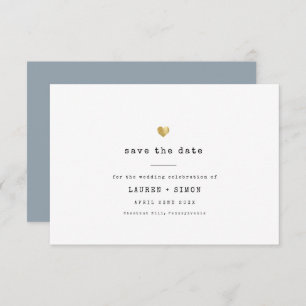 Moderne minimale inktschrijfmachine Gold Wedding B Save The Date
