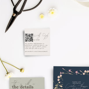 Moderne minimale Ivory RSVP QR Code Kaart