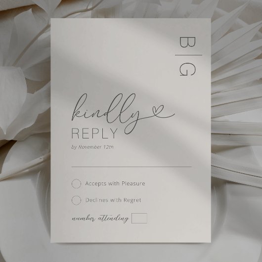 Moderne minimale Ivory Wedding RSVP-Kaart RSVP Kaartje