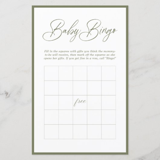 Moderne minimale kalligrafie | Baby Bingo (Voorkant)