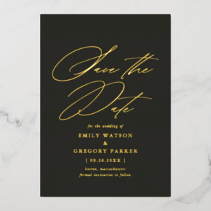 Moderne minimale kalligrafie-bruiloft bespaart de  folie uitnodiging