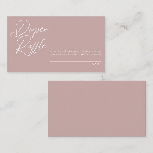 Moderne minimale kalligrafie | Diaper Raffle Informatiekaartje (Voorkant / Achterkant)