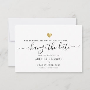 Moderne minimale kalligrafie Gold VERANDERING DATU Save The Date