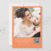 Moderne minimale kalligrafie QR-code foto bruiloft Kaart (Achterkant)