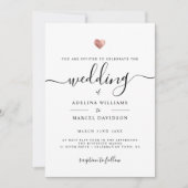 Moderne minimale kalligrafie Roos Gold Heart Weddi Kaart (Voorkant)