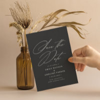 Moderne minimale kalligrafie Warm Black Wedding