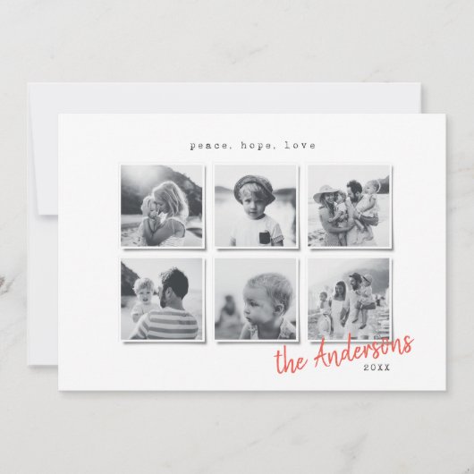 Moderne minimale Kerst meer foto's Feestdagenkaart (Voorkant)