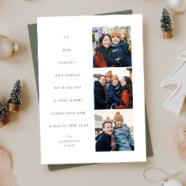 Moderne minimale kerstboom drie foto's feestdagenkaart