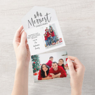 Moderne, minimale kerstboomfoto, alles in all in one uitnodiging