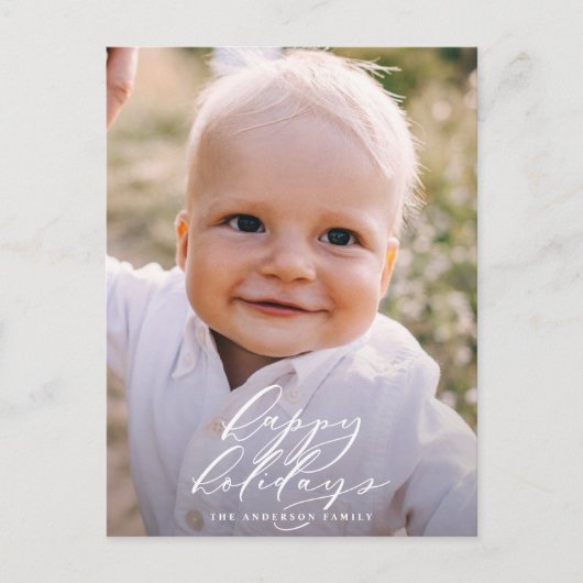 Moderne, minimale kerstfeestdag met foto feestdagenkaart (Voorkant)