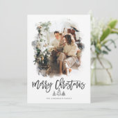 Moderne, minimale kerstfoto feestdagenkaart (Staand voorkant)