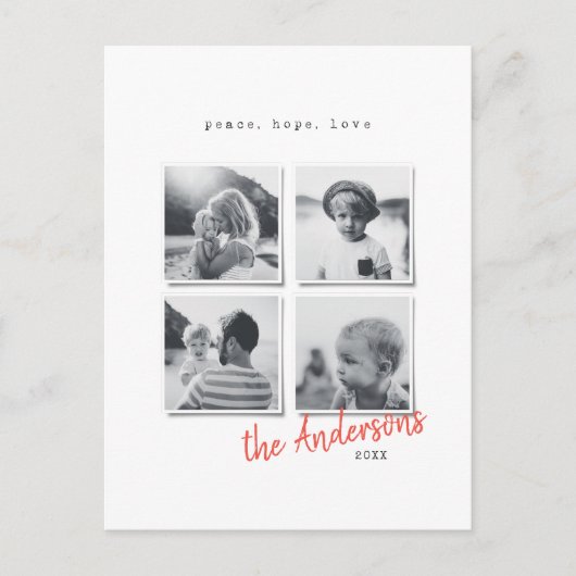 Moderne minimale kerstfoto feestdagenkaart (Voorkant)