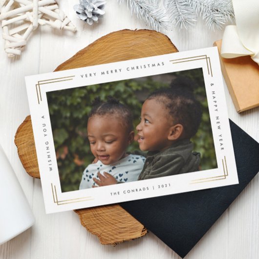 Moderne, minimale kerstfoto feestdagenkaart