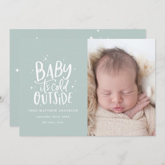 Moderne minimale kerstgeboorte aankondiging (Voorkant / Achterkant)