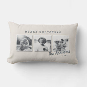 Moderne, minimale Kerstmis, multi-fotorezelfdertij Kussen