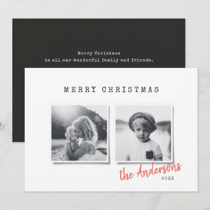 Moderne, minimale kerstmulti-foto feestdagenkaart