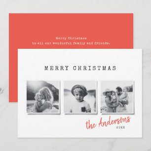 Moderne, minimale kerstmulti-foto feestdagenkaart