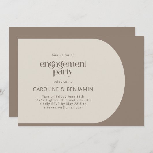 Moderne, minimale kleurenblokpartij met bruin enga kaart (Voorkant / Achterkant)