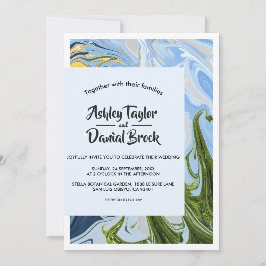 Moderne minimale kleurrijke Abstracte bruiloft Kaart (Voorkant)