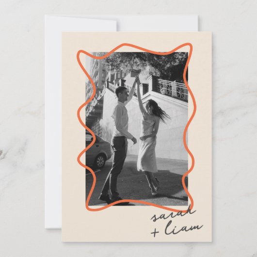 Moderne minimale kleurrijke | Beige Weddenschap Kaart (Achterkant)