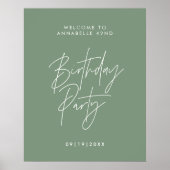 Moderne minimale leeftijd Groene verjaardag Decor Poster (Voorkant)