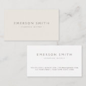 Moderne, minimale lichtbeige professionele profess visitekaartje (Voorkant / Achterkant)